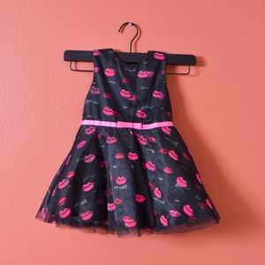 Betsey Johnson Mesh Overlay Sateen Lip Dress